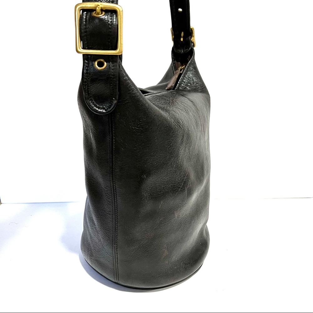 Coach 9085 Duffle Sac Black Large Leather 1990s Vintage Bucket Shoulder Bag - Picture 4 of 14